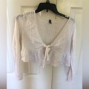 Cute off-white colored linen crossover top